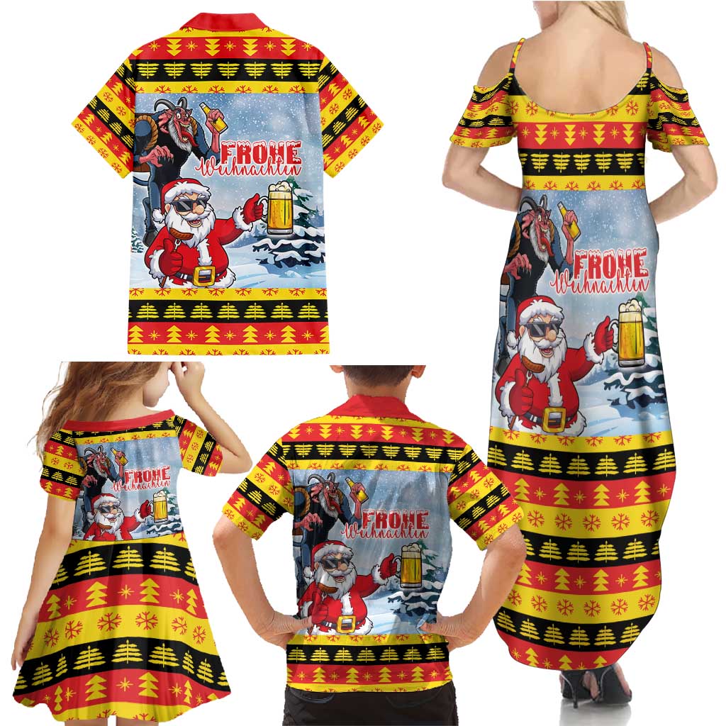 Deutschland Frohe Weihnachten Family Matching Summer Maxi Dress and Hawaiian Shirt Funny Der Weihnachtsmann and Krampus Drink Beer Together - Wonder Print Shop