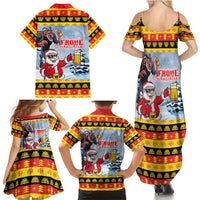 Deutschland Frohe Weihnachten Family Matching Summer Maxi Dress and Hawaiian Shirt Funny Der Weihnachtsmann and Krampus Drink Beer Together - Wonder Print Shop
