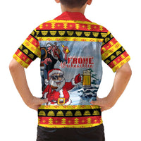 Deutschland Frohe Weihnachten Family Matching Tank Maxi Dress and Hawaiian Shirt Funny Der Weihnachtsmann and Krampus Drink Beer Together - Wonder Print Shop