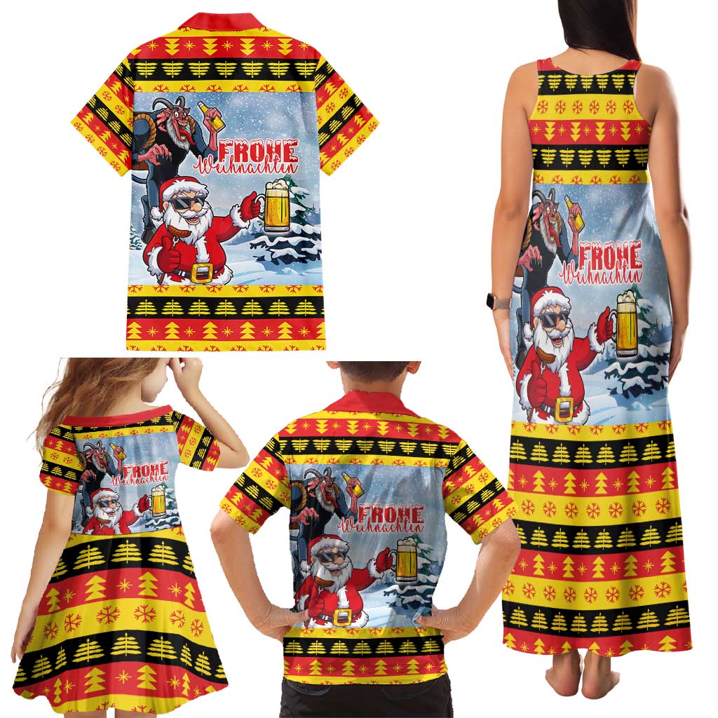 Deutschland Frohe Weihnachten Family Matching Tank Maxi Dress and Hawaiian Shirt Funny Der Weihnachtsmann and Krampus Drink Beer Together - Wonder Print Shop