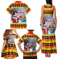 Deutschland Frohe Weihnachten Family Matching Tank Maxi Dress and Hawaiian Shirt Funny Der Weihnachtsmann and Krampus Drink Beer Together - Wonder Print Shop