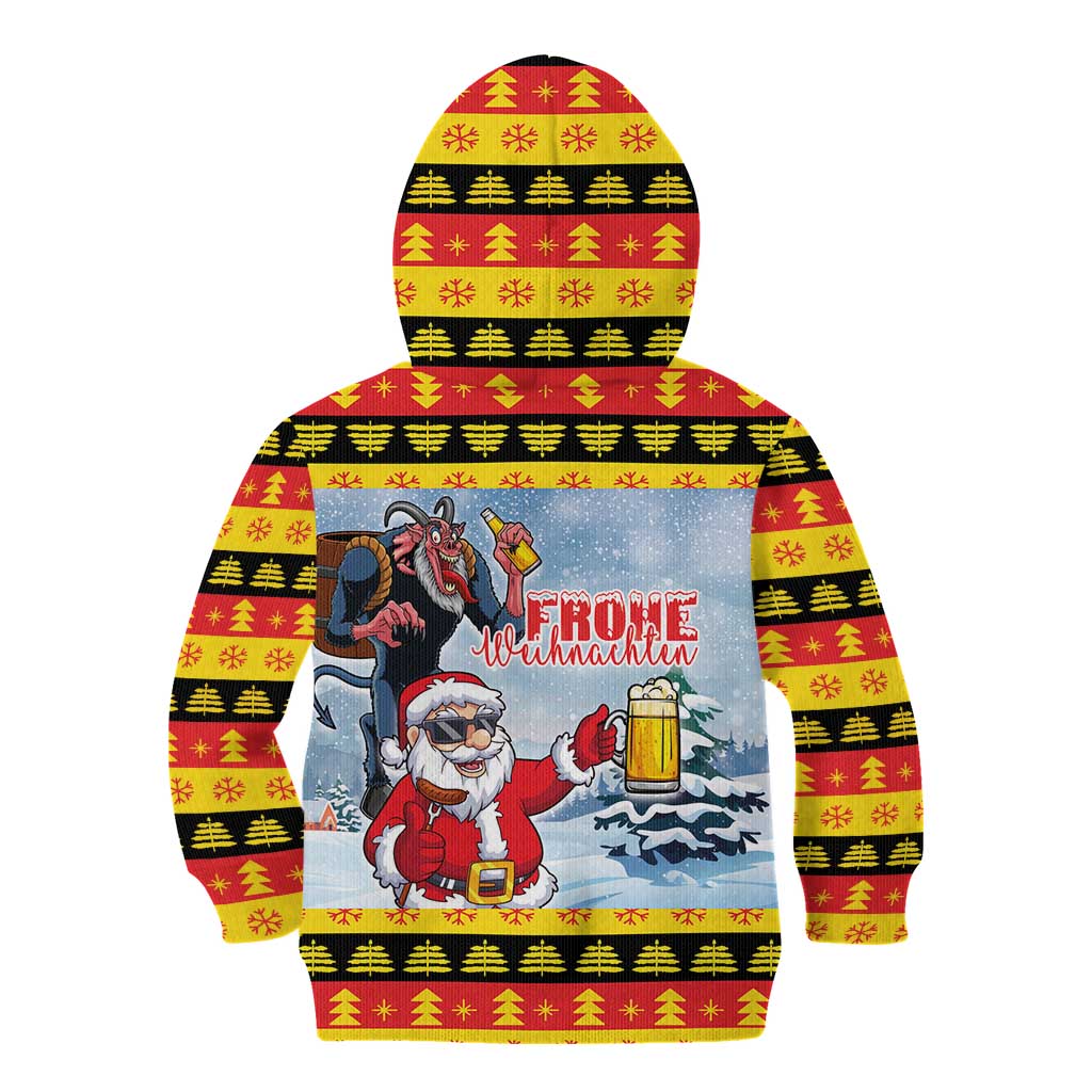 Deutschland Frohe Weihnachten Kid Hoodie Funny Der Weihnachtsmann and Krampus Drink Beer Together - Wonder Print Shop