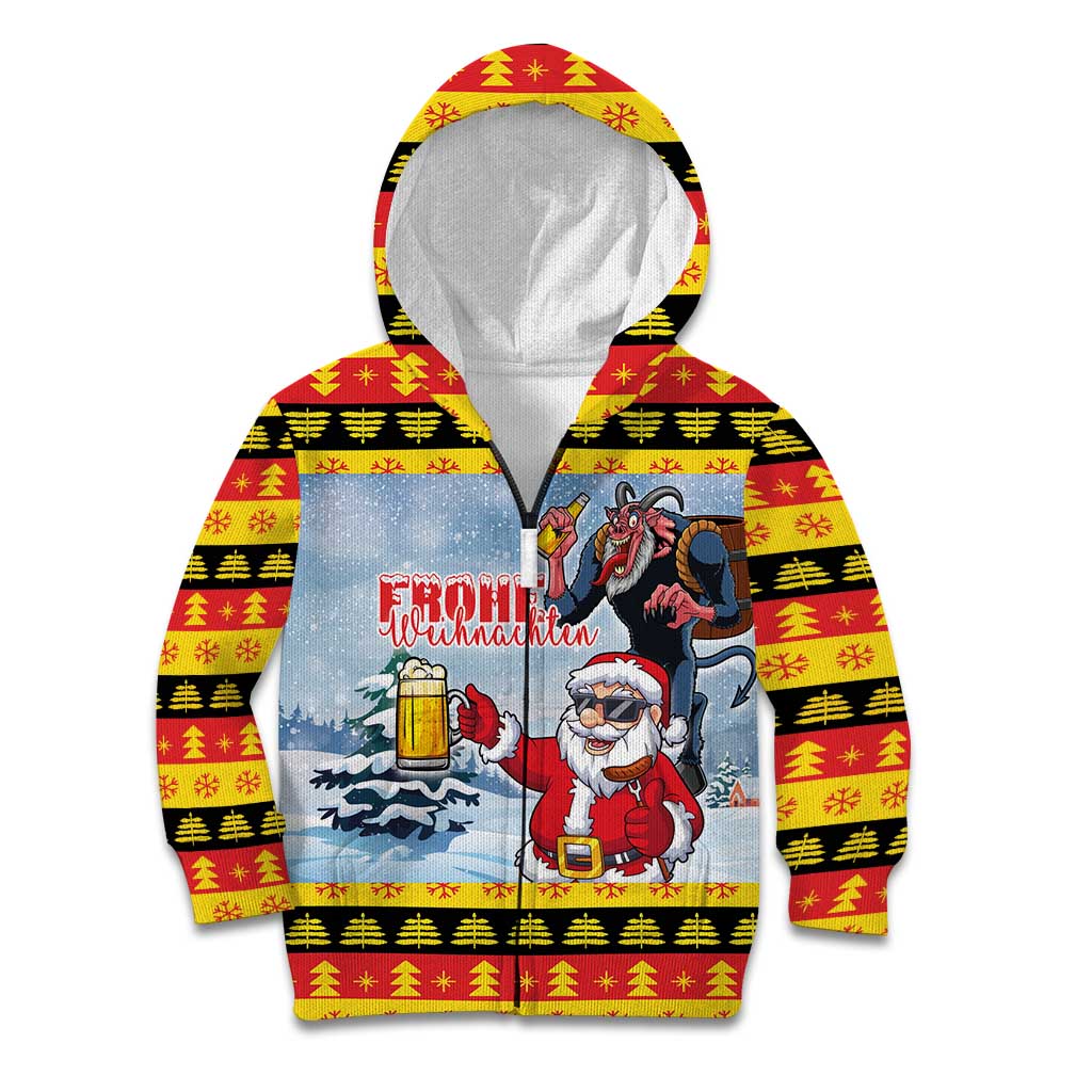 Deutschland Frohe Weihnachten Kid Hoodie Funny Der Weihnachtsmann and Krampus Drink Beer Together - Wonder Print Shop