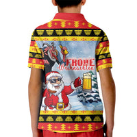 Deutschland Frohe Weihnachten Kid Polo Shirt Funny Der Weihnachtsmann and Krampus Drink Beer Together - Wonder Print Shop