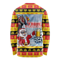 Deutschland Frohe Weihnachten Long Sleeve Shirt Funny Der Weihnachtsmann and Krampus Drink Beer Together - Wonder Print Shop