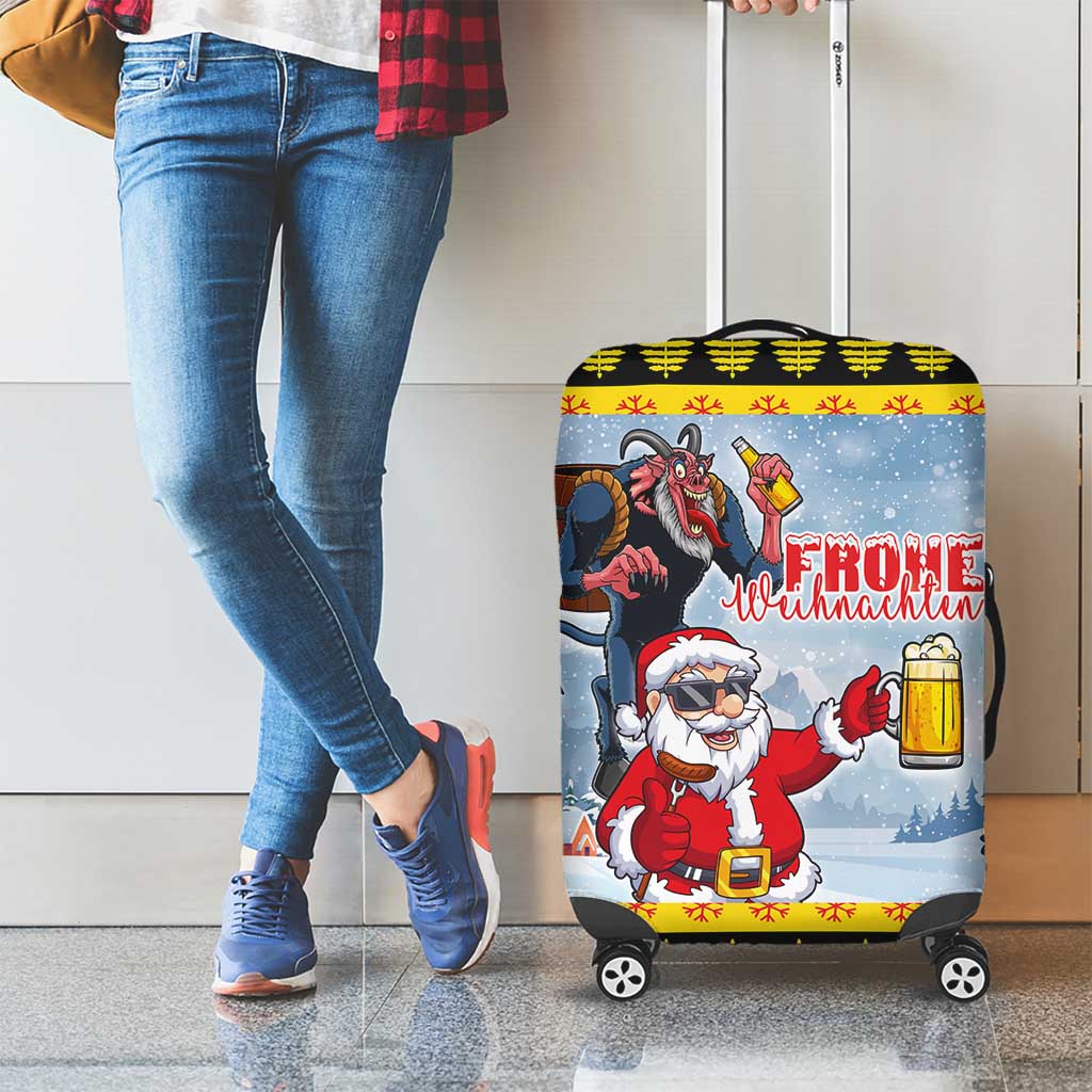 Deutschland Frohe Weihnachten Luggage Cover Funny Der Weihnachtsmann and Krampus Drink Beer Together - Wonder Print Shop