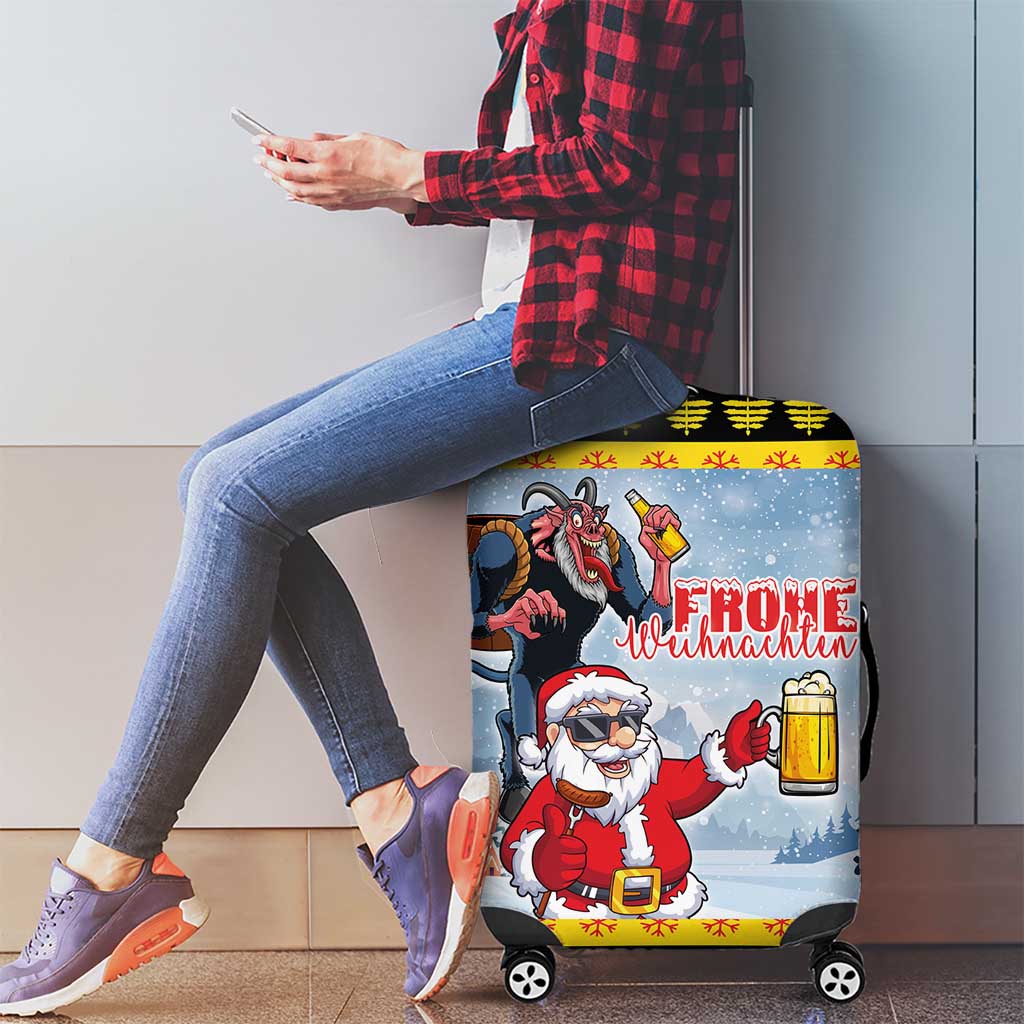Deutschland Frohe Weihnachten Luggage Cover Funny Der Weihnachtsmann and Krampus Drink Beer Together - Wonder Print Shop