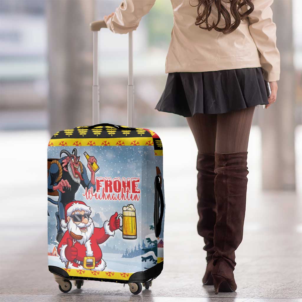 Deutschland Frohe Weihnachten Luggage Cover Funny Der Weihnachtsmann and Krampus Drink Beer Together - Wonder Print Shop