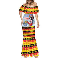 Deutschland Frohe Weihnachten Mermaid Dress Funny Der Weihnachtsmann and Krampus Drink Beer Together - Wonder Print Shop