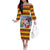 Deutschland Frohe Weihnachten Off The Shoulder Long Sleeve Dress Funny Der Weihnachtsmann and Krampus Drink Beer Together - Wonder Print Shop