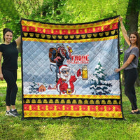 Deutschland Frohe Weihnachten Quilt Funny Der Weihnachtsmann and Krampus Drink Beer Together - Wonder Print Shop