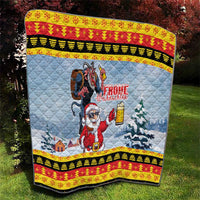 Deutschland Frohe Weihnachten Quilt Funny Der Weihnachtsmann and Krampus Drink Beer Together - Wonder Print Shop