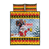 Deutschland Frohe Weihnachten Quilt Bed Set Funny Der Weihnachtsmann and Krampus Drink Beer Together - Wonder Print Shop