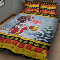 Deutschland Frohe Weihnachten Quilt Bed Set Funny Der Weihnachtsmann and Krampus Drink Beer Together - Wonder Print Shop