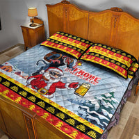 Deutschland Frohe Weihnachten Quilt Bed Set Funny Der Weihnachtsmann and Krampus Drink Beer Together - Wonder Print Shop