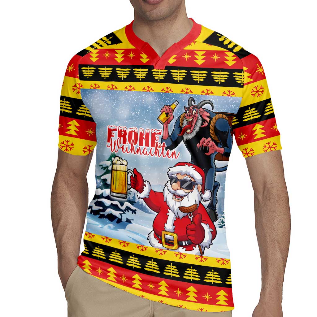 Deutschland Frohe Weihnachten Rugby Jersey Funny Der Weihnachtsmann and Krampus Drink Beer Together - Wonder Print Shop