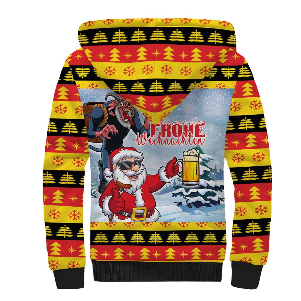 Deutschland Frohe Weihnachten Sherpa Hoodie Funny Der Weihnachtsmann and Krampus Drink Beer Together - Wonder Print Shop