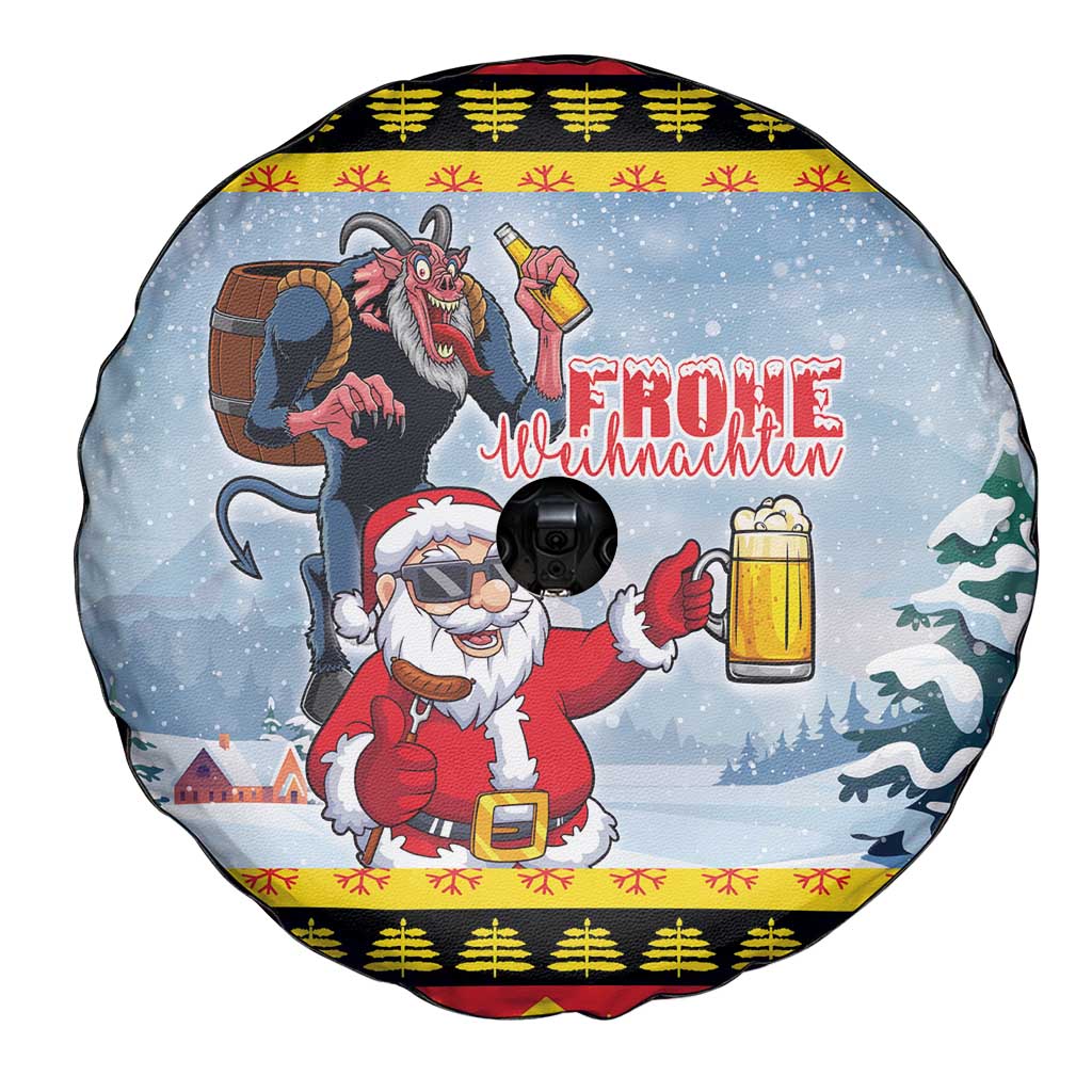 Deutschland Frohe Weihnachten Spare Tire Cover Funny Der Weihnachtsmann and Krampus Drink Beer Together - Wonder Print Shop