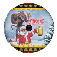 Deutschland Frohe Weihnachten Spare Tire Cover Funny Der Weihnachtsmann and Krampus Drink Beer Together - Wonder Print Shop