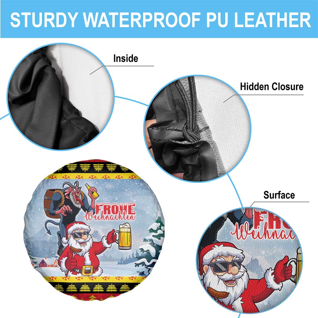 Deutschland Frohe Weihnachten Spare Tire Cover Funny Der Weihnachtsmann and Krampus Drink Beer Together - Wonder Print Shop