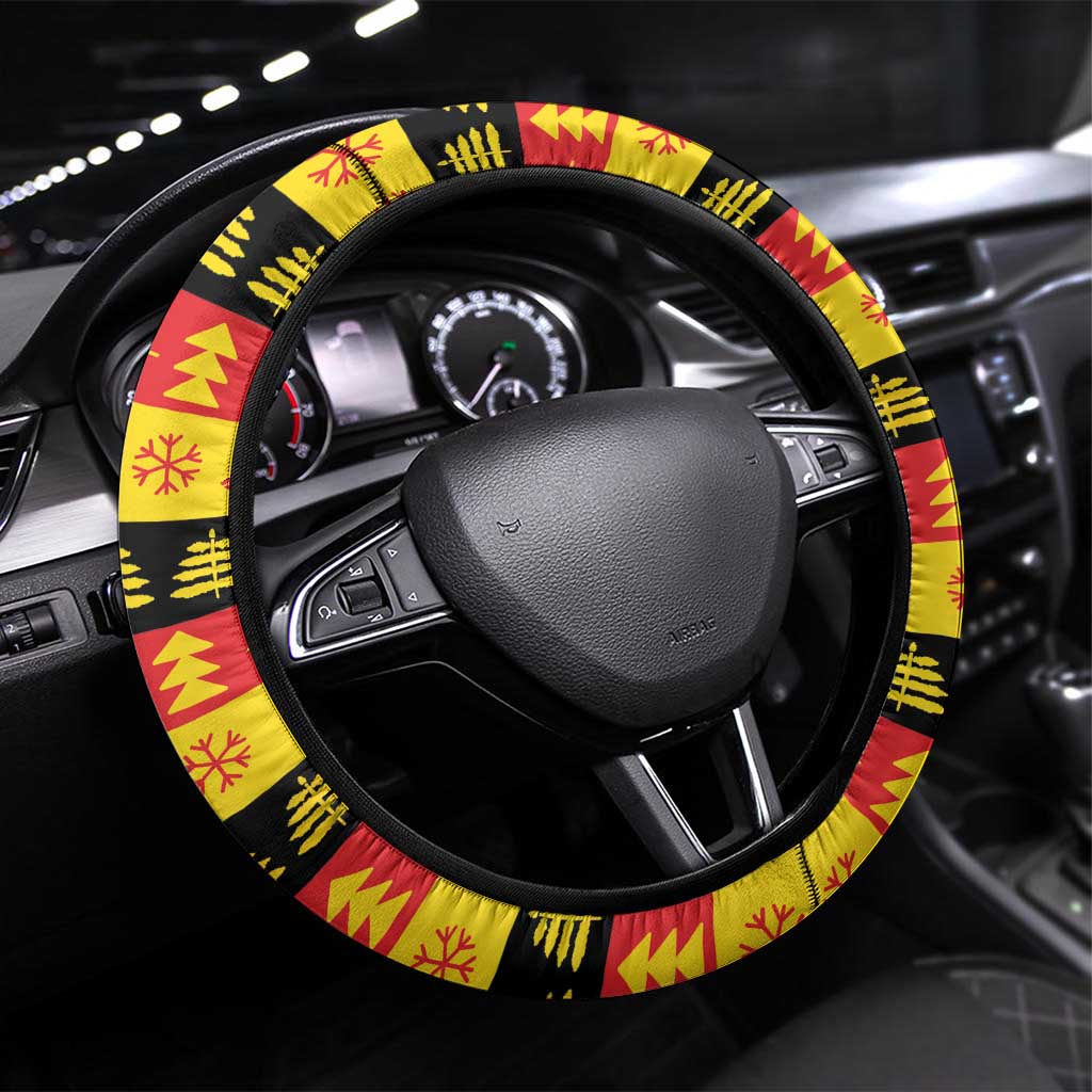 Deutschland Frohe Weihnachten Steering Wheel Cover Funny Der Weihnachtsmann and Krampus Drink Beer Together - Wonder Print Shop