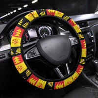 Deutschland Frohe Weihnachten Steering Wheel Cover Funny Der Weihnachtsmann and Krampus Drink Beer Together - Wonder Print Shop