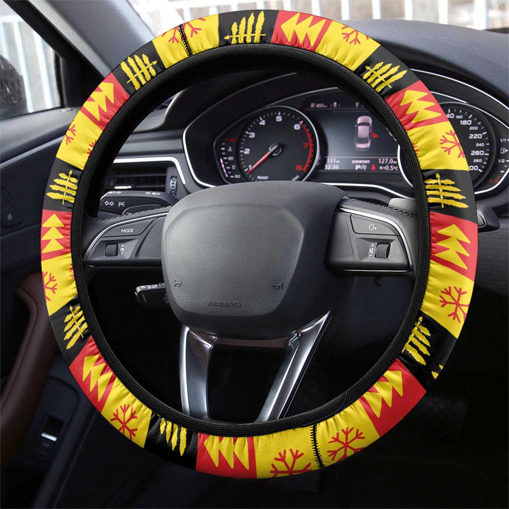 Deutschland Frohe Weihnachten Steering Wheel Cover Funny Der Weihnachtsmann and Krampus Drink Beer Together - Wonder Print Shop