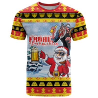 Deutschland Frohe Weihnachten T Shirt Funny Der Weihnachtsmann and Krampus Drink Beer Together - Wonder Print Shop