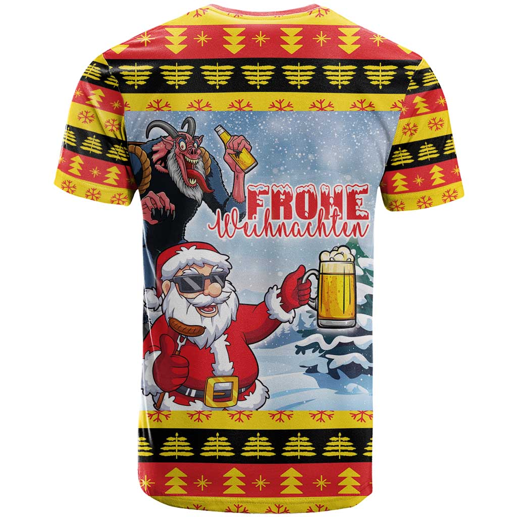 Deutschland Frohe Weihnachten T Shirt Funny Der Weihnachtsmann and Krampus Drink Beer Together - Wonder Print Shop