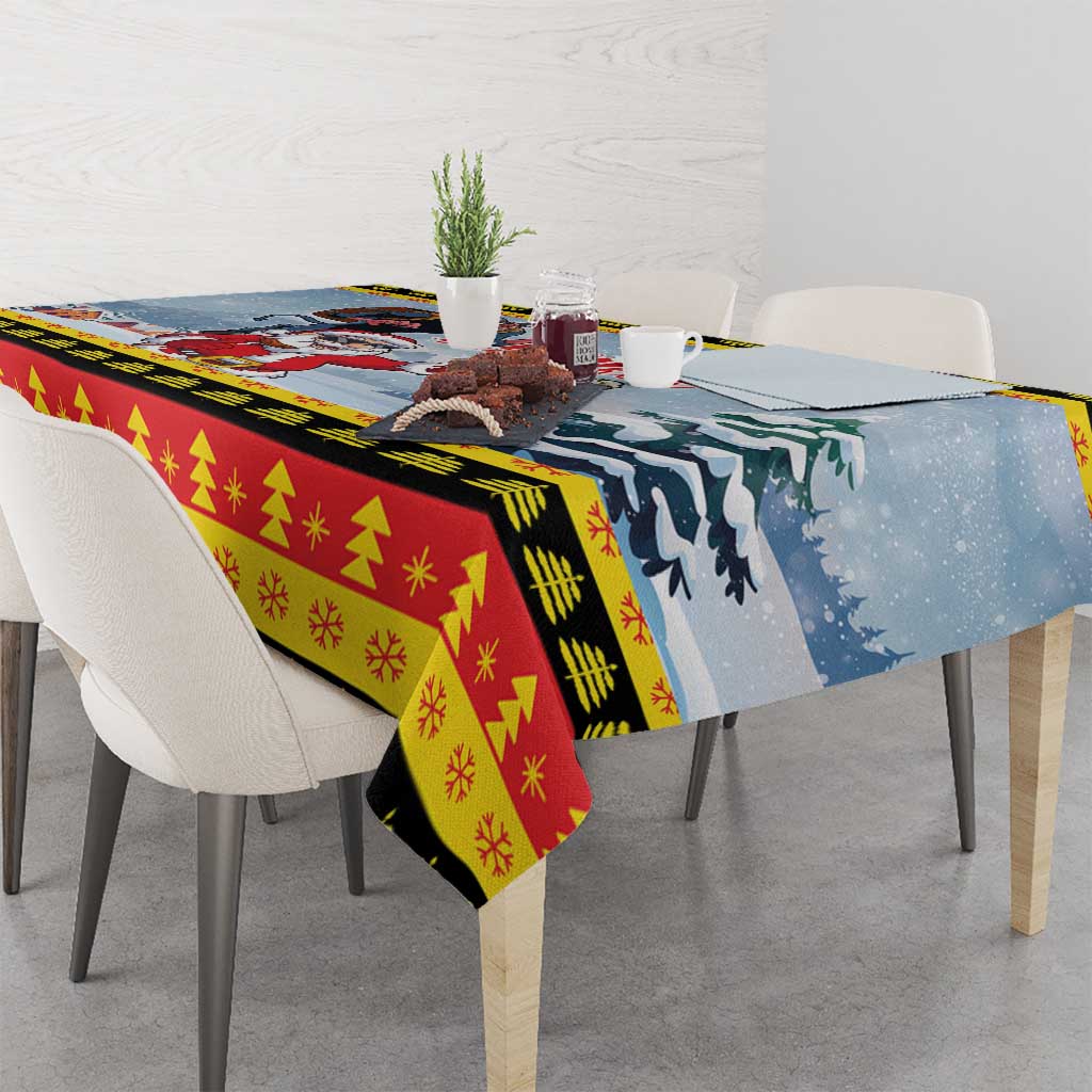 Deutschland Frohe Weihnachten Tablecloth Funny Der Weihnachtsmann and Krampus Drink Beer Together - Wonder Print Shop