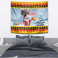 Deutschland Frohe Weihnachten Tapestry Funny Der Weihnachtsmann and Krampus Drink Beer Together - Wonder Print Shop
