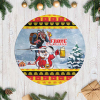 Deutschland Frohe Weihnachten Tree Skirt Funny Santa Claus and Krampus Drink Beer Together - Wonder Print Shop