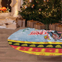 Deutschland Frohe Weihnachten Tree Skirt Funny Santa Claus and Krampus Drink Beer Together - Wonder Print Shop