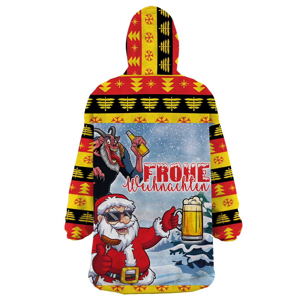 Deutschland Frohe Weihnachten Wearable Blanket Hoodie Funny Der Weihnachtsmann and Krampus Drink Beer Together - Wonder Print Shop
