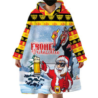 Deutschland Frohe Weihnachten Wearable Blanket Hoodie Funny Der Weihnachtsmann and Krampus Drink Beer Together - Wonder Print Shop