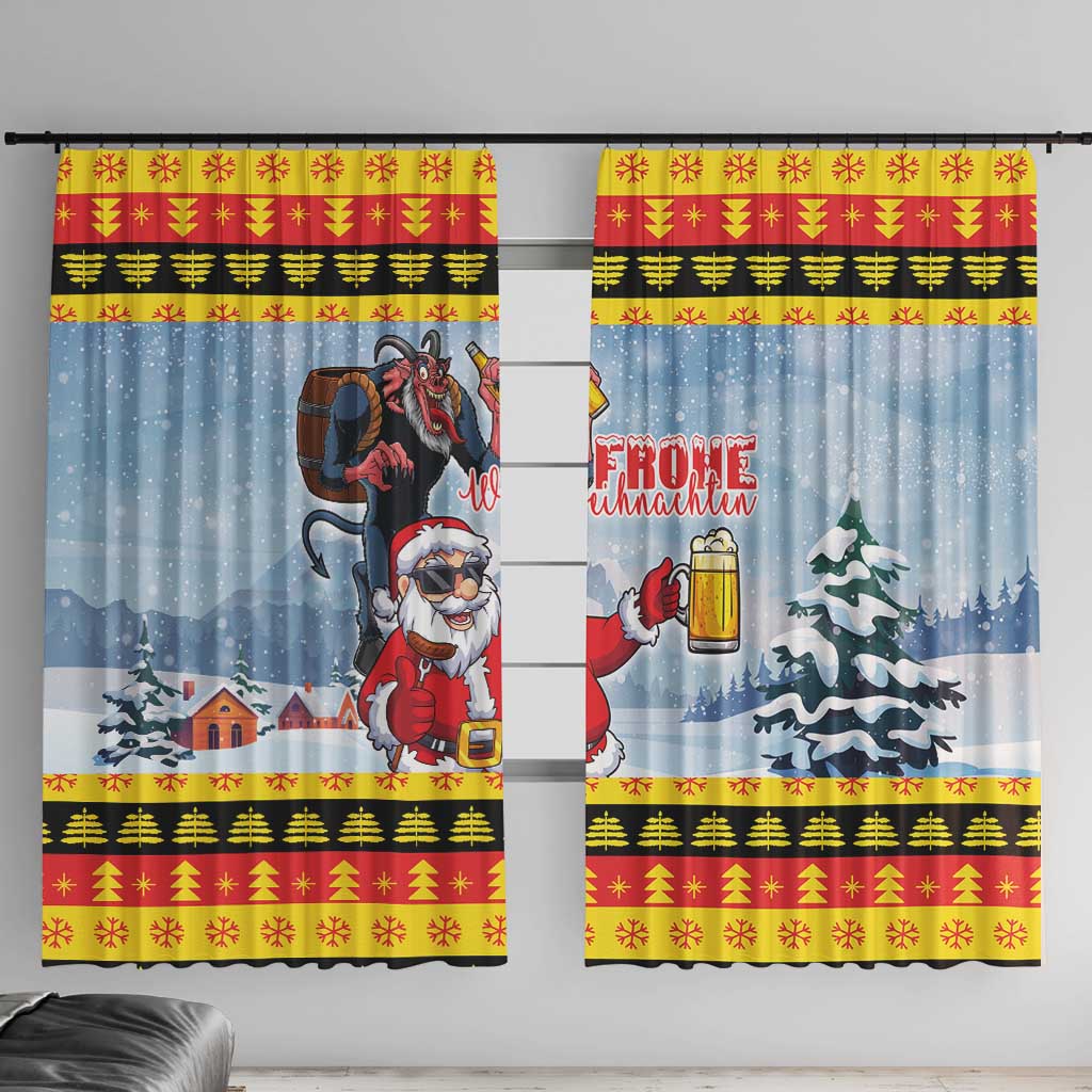 Deutschland Frohe Weihnachten Window Curtain Funny Der Weihnachtsmann and Krampus Drink Beer Together - Wonder Print Shop