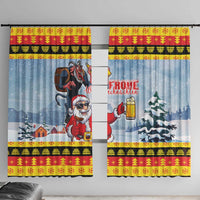 Deutschland Frohe Weihnachten Window Curtain Funny Der Weihnachtsmann and Krampus Drink Beer Together - Wonder Print Shop