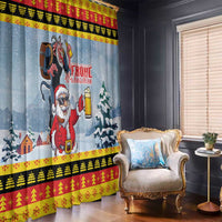 Deutschland Frohe Weihnachten Window Curtain Funny Der Weihnachtsmann and Krampus Drink Beer Together - Wonder Print Shop