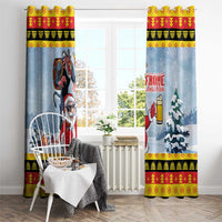 Deutschland Frohe Weihnachten Window Curtain Funny Der Weihnachtsmann and Krampus Drink Beer Together - Wonder Print Shop