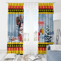 Deutschland Frohe Weihnachten Window Curtain Funny Der Weihnachtsmann and Krampus Drink Beer Together - Wonder Print Shop
