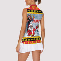 Deutschland Frohe Weihnachten Women Sleeveless Polo Shirt Funny Der Weihnachtsmann and Krampus Drink Beer Together - Wonder Print Shop