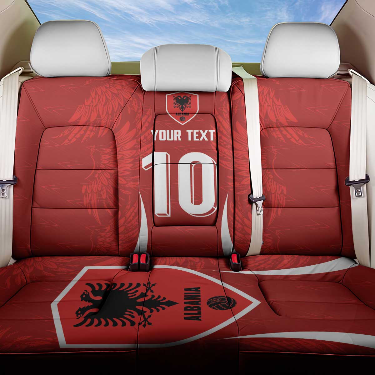 Custom Albania National Football Back Car Seat Cover The Wings Sporty Style - Wonder Print Shop