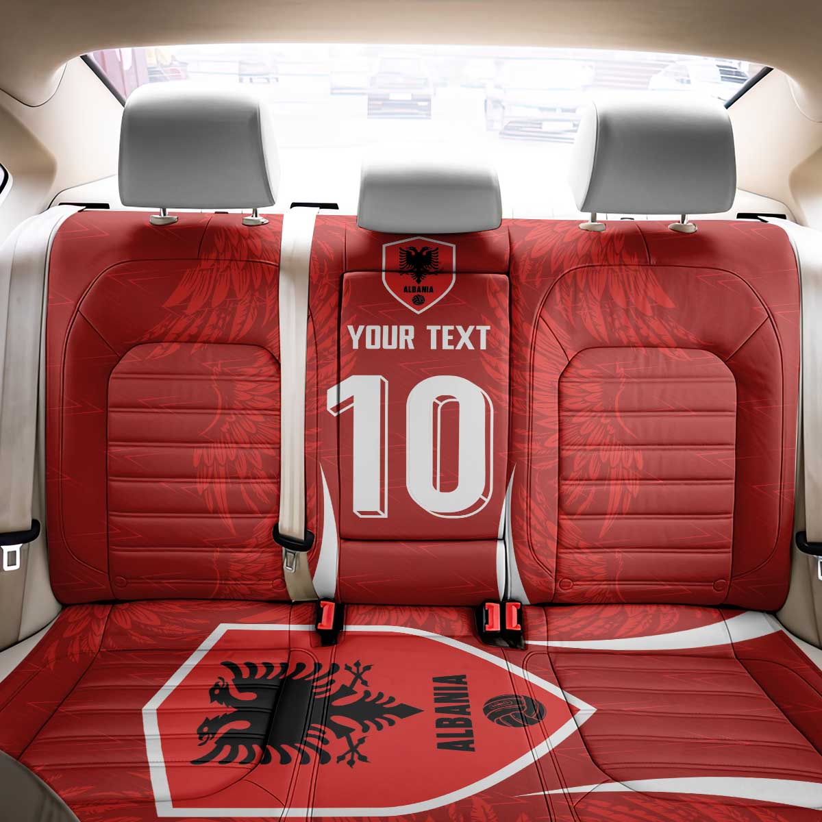 Custom Albania National Football Back Car Seat Cover The Wings Sporty Style - Wonder Print Shop