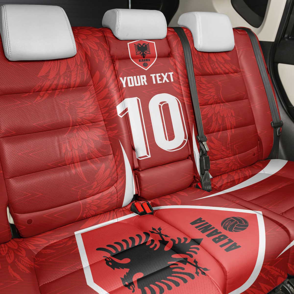 Custom Albania National Football Back Car Seat Cover The Wings Sporty Style - Wonder Print Shop