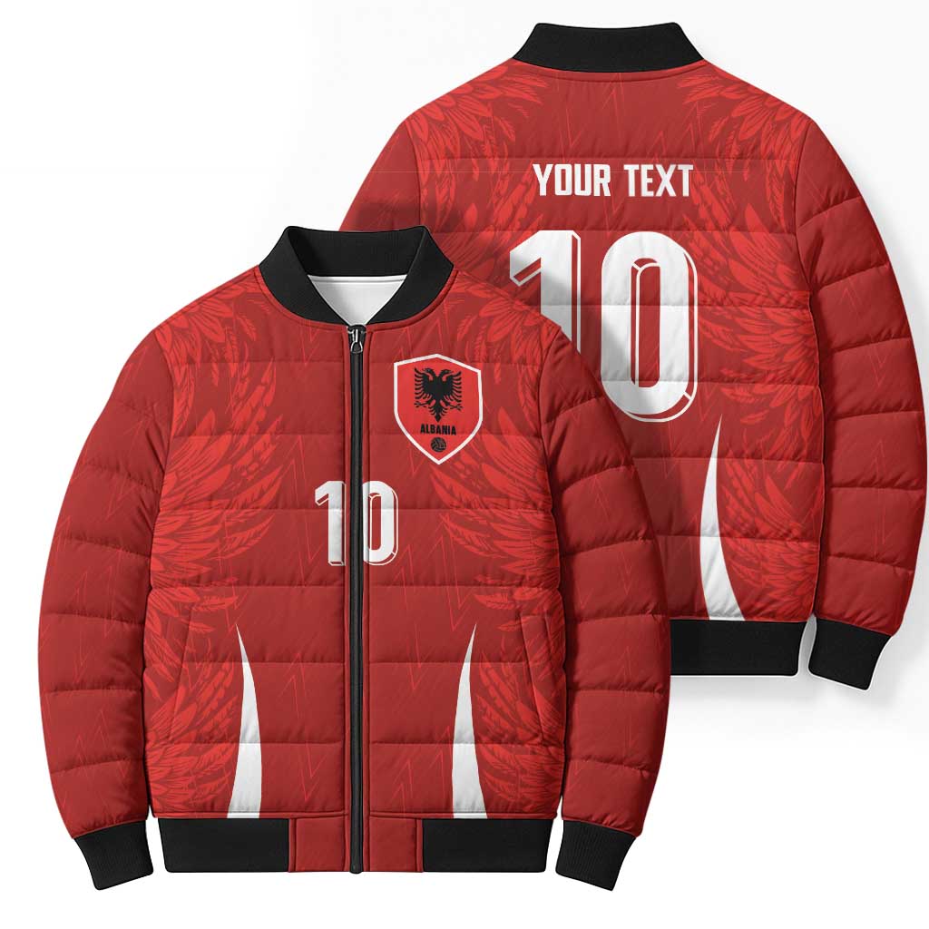 Custom Albania National Football Bomber Puffer Jacket The Wings Sporty Style - Wonder Print Shop