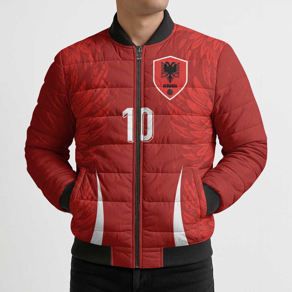 Custom Albania National Football Bomber Puffer Jacket The Wings Sporty Style - Wonder Print Shop