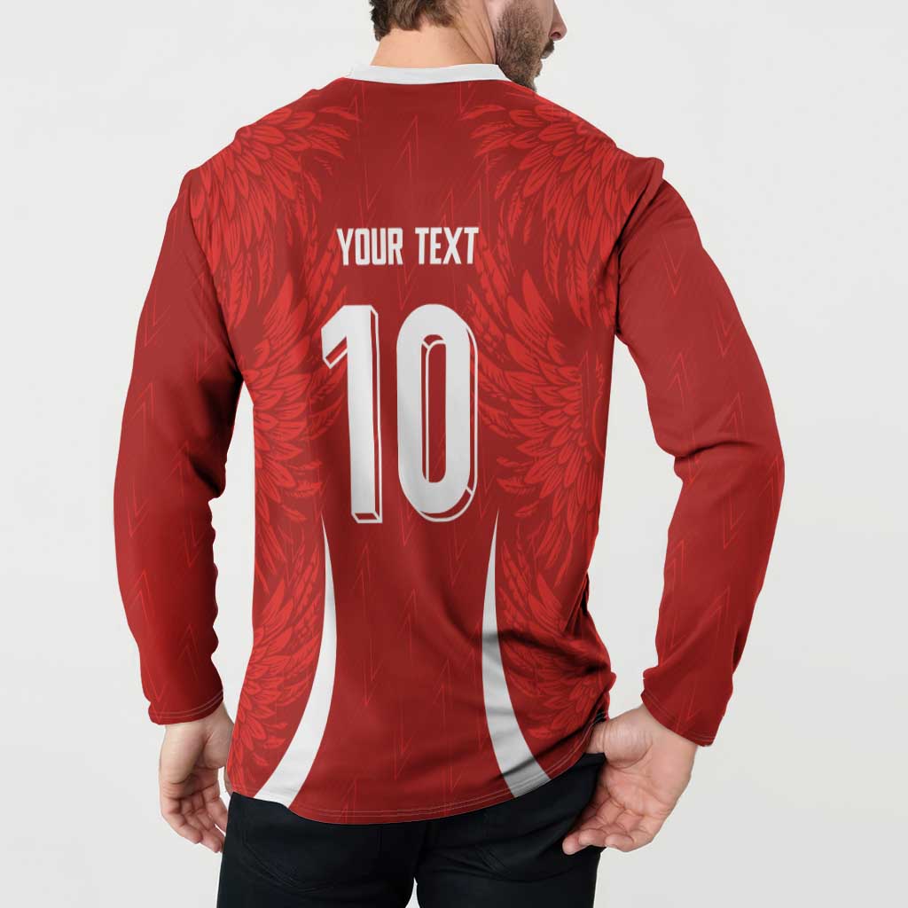 Custom Albania National Football Button Sweatshirt The Wings Sporty Style - Wonder Print Shop