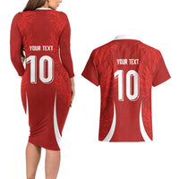 Custom Albania National Football Couples Matching Long Sleeve Bodycon Dress and Hawaiian Shirt The Wings Sporty Style - Wonder Print Shop