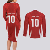 Custom Albania National Football Couples Matching Long Sleeve Bodycon Dress and Long Sleeve Button Shirt The Wings Sporty Style - Wonder Print Shop