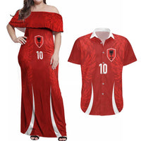 Custom Albania National Football Couples Matching Off Shoulder Maxi Dress and Hawaiian Shirt The Wings Sporty Style - Wonder Print Shop